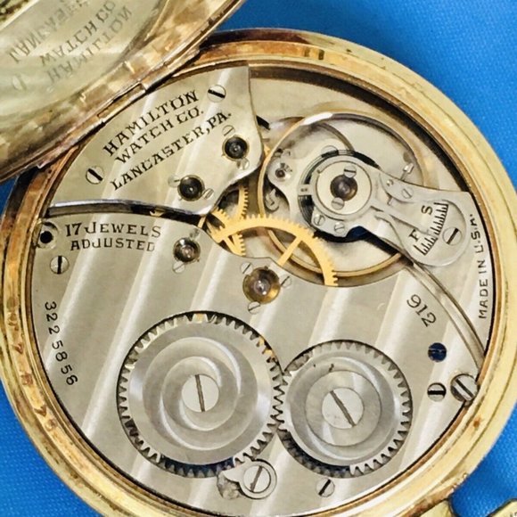 Hamilton Pocket Watch Knights of Columbus 14k Gold Pin & 14k GF Runs - Picture 8 of 9